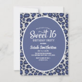 Empreinte de léopard bleu Sweet 16 Invitation (Devant)
