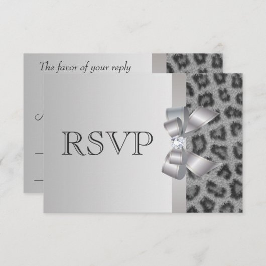 Empreinte de léopard, Bow & Diamond Mariage RSVP (Devant / Derrière)