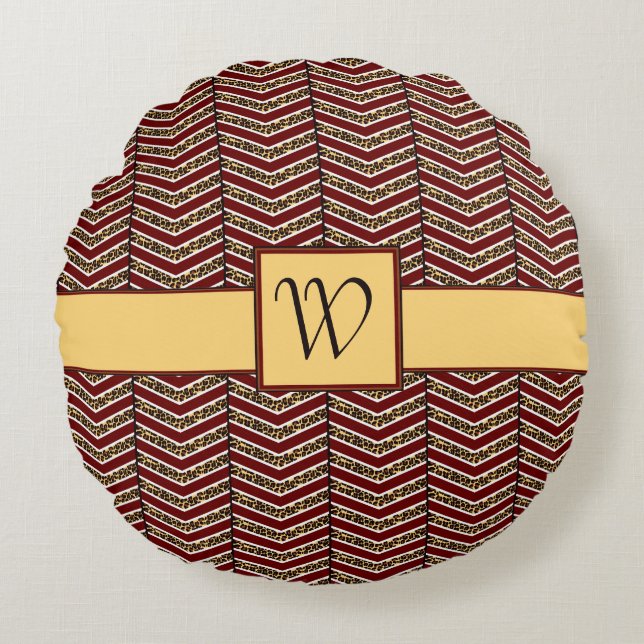 Empreinte de léopard Chevron Round Coussin (Devant)