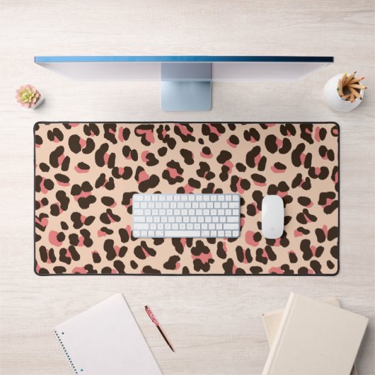 Empreinte de léopard chic en rose (Bureau 1)