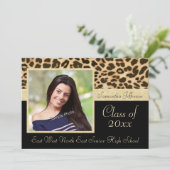 Empreinte de léopard classique Faire-part de diplô (Debout devant)