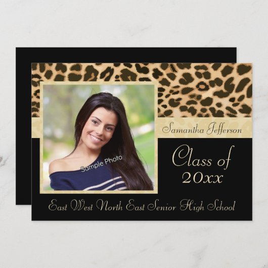 Empreinte de léopard classique Faire-part de diplô (Devant / Derrière)