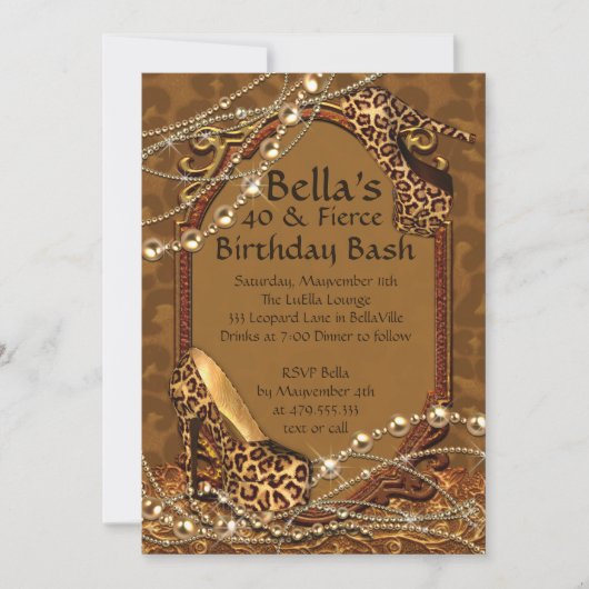 Empreinte de léopard Dames Invitations d'anniversa (Devant)