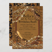 Empreinte de léopard Dames Invitations d'anniversa (Devant / Derrière)