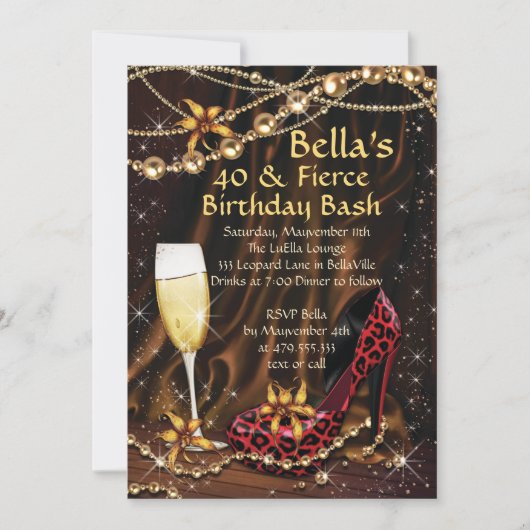 Empreinte de léopard Dames Invitations d'anniversa (Devant)