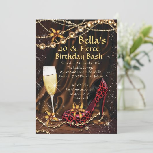 Empreinte de léopard Dames Invitations d'anniversa (Debout devant)