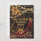 Empreinte de léopard Dames Invitations d'anniversa (Dos)