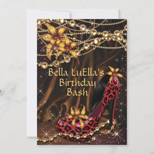 Empreinte de léopard Dames Invitations d'anniversa (Dos)