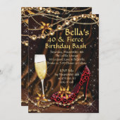 Empreinte de léopard Dames Invitations d'anniversa (Devant / Derrière)