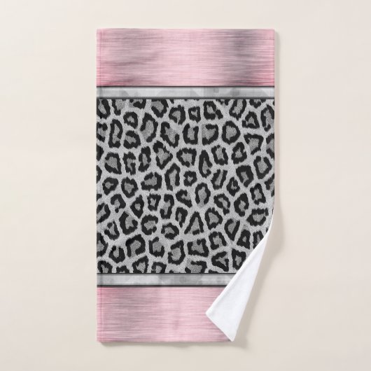 Empreinte de léopard d'argent rose (Serviette à main)