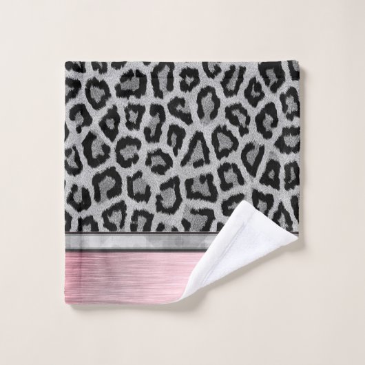 Empreinte de léopard d'argent rose (Gant de toilette)