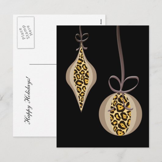 Empreinte de léopard de carte postale de Noël (Devant / Derrière)