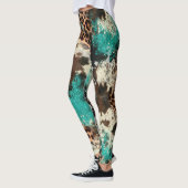 Empreinte de léopard de vache Turquoise Leggings f (Gauche)