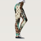 Empreinte de léopard de vache Turquoise Leggings f (Droite)