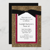 Empreinte de léopard et sucré rose 16 Invitation (Devant / Derrière)