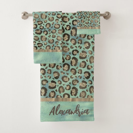 Empreinte de léopard Glittery sur Vert brillant (En situation)