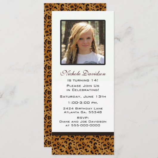 Empreinte de léopard : Invitation de partie (Devant / Derrière)