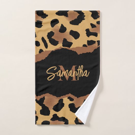 Empreinte de léopard Monogramme mignon (Serviette à main)