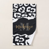 Empreinte de léopard noir et blanc (Serviette à main)