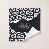 Empreinte de léopard noir et blanc (Gant de toilette)