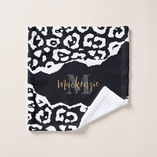 Empreinte de léopard noir et blanc (Gant de toilette)