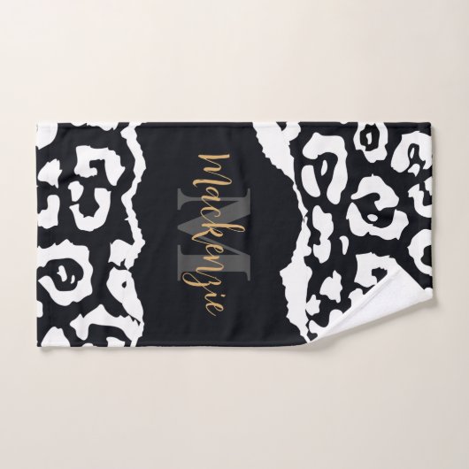 Empreinte de léopard noir et blanc (Serviette à main)