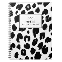 Empreinte de léopard noir et blanc Carnet personna