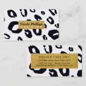 Empreinte de léopard noir et blanc Carte de visite (Devant / Derrière)