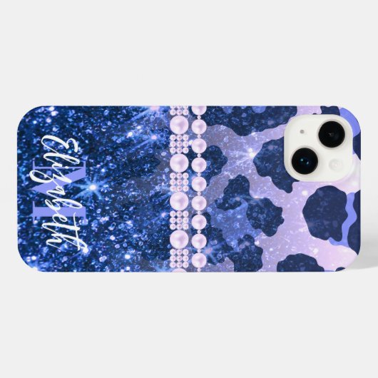 Empreinte de léopard Parties scintillant bleue (Verso Horizontal)