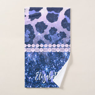 Empreinte de léopard Parties scintillant bleue