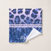 Empreinte de léopard Parties scintillant bleue (Gant de toilette)