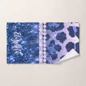 Empreinte de léopard Parties scintillant bleue (Serviette à main)