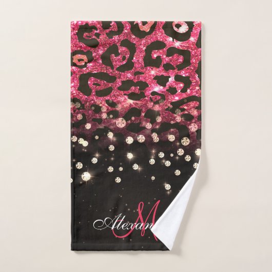 Empreinte de léopard Parties scintillant rose et d (Serviette à main)