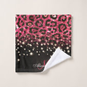 Empreinte de léopard Parties scintillant rose et d (Gant de toilette)