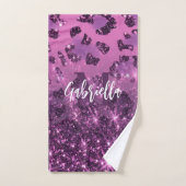 Empreinte de léopard Parties scintillant violet (Serviette à main)