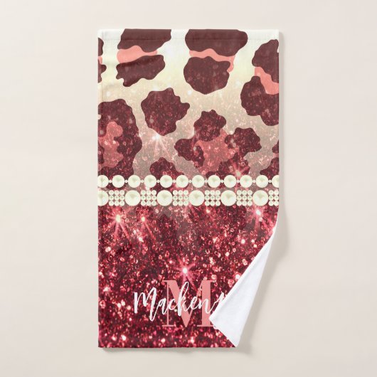 Empreinte de léopard rose et Parties scintillant (Serviette à main)