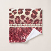 Empreinte de léopard rose et Parties scintillant (Gant de toilette)