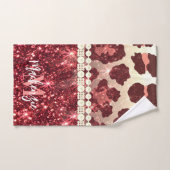 Empreinte de léopard rose et Parties scintillant (Serviette à main)