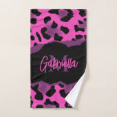 Empreinte de léopard rose et violet (Serviette à main)