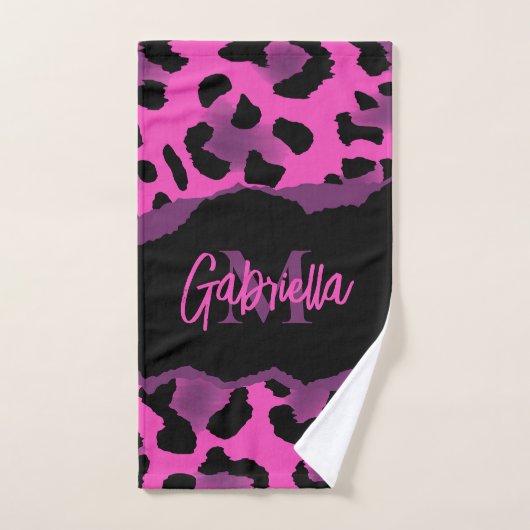 Empreinte de léopard rose et violet (Serviette à main)