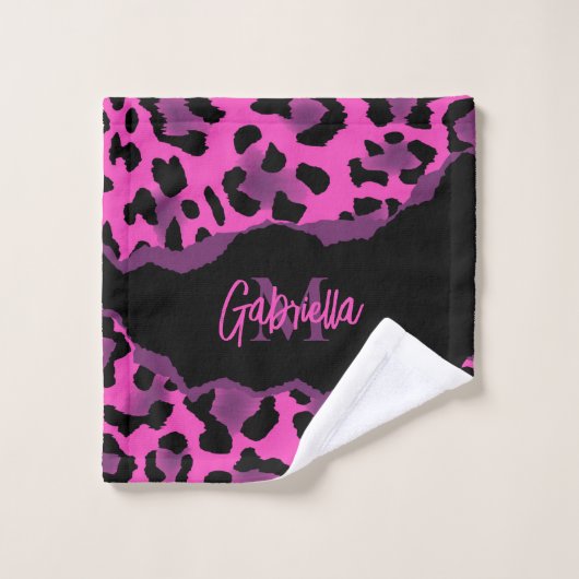 Empreinte de léopard rose et violet (Gant de toilette)