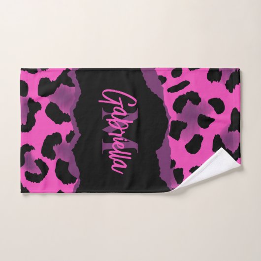 Empreinte de léopard rose et violet (Serviette à main)