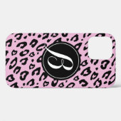 Empreinte de léopard rose iPhone 12 coque avec mon (Verso (horizontal))