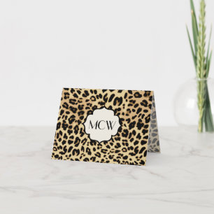 Empreinte de léopard Sassy Carte Monogramme Note
