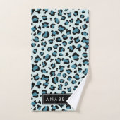 Empreinte de léopard, Spots, Leopard Bleu, Votre N (Serviette à main)