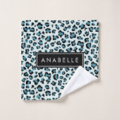 Empreinte de léopard, Spots, Leopard Bleu, Votre N (Gant de toilette)
