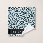 Empreinte de léopard, Spots, Leopard Bleu, Votre N (Gant de toilette)