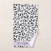 Empreinte de léopard, Spots, Noir Et Blanc, Votre (Serviette à main)