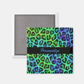 "Empreinte de léopard vert et bleu" Magnet Carré d (Recto/Verso)
