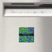 "Empreinte de léopard vert et bleu" Magnet Carré d (In Situ (Lave-vaisselle))